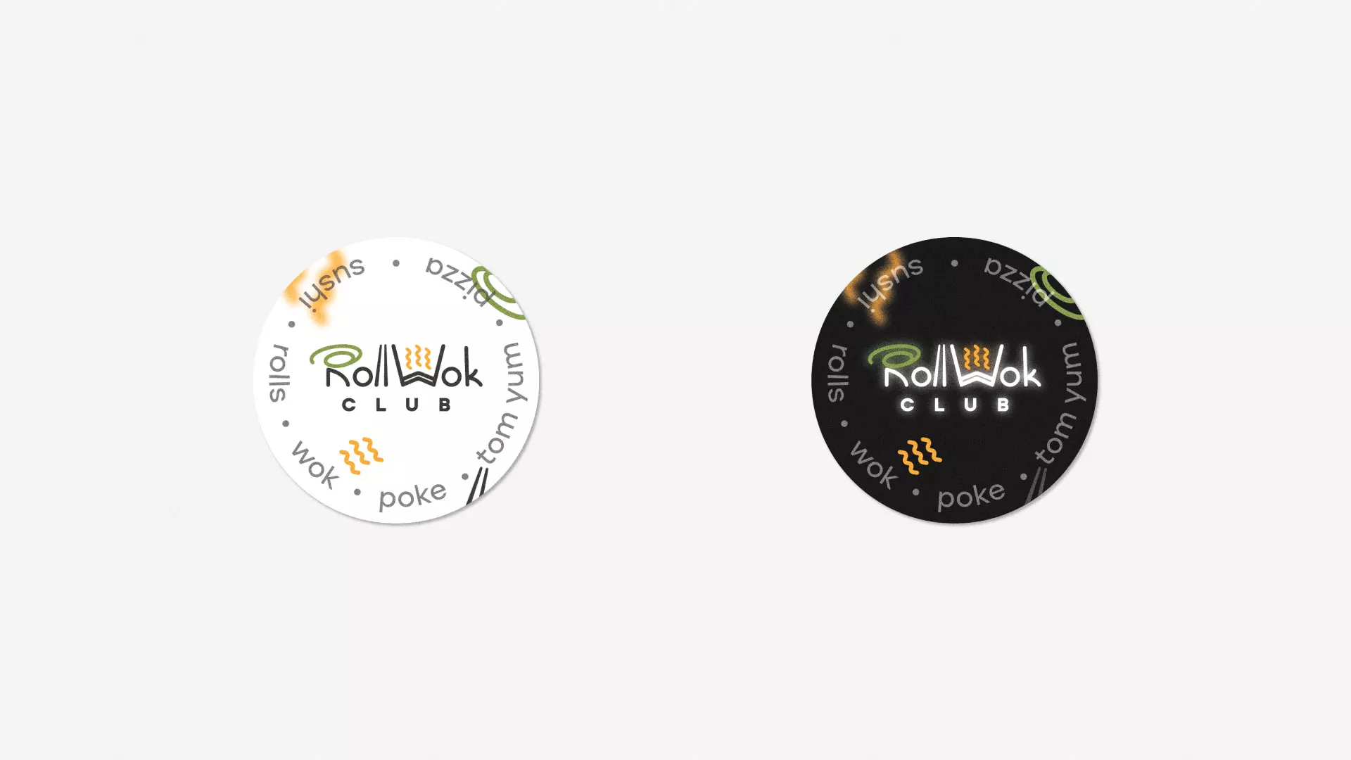 Разработка наклеек для суши-бара «Roll Wok Club» в Ессентуках